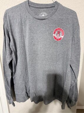 Women’s Gray Long Sleeve Tee with Red Pineapple Chest Logo